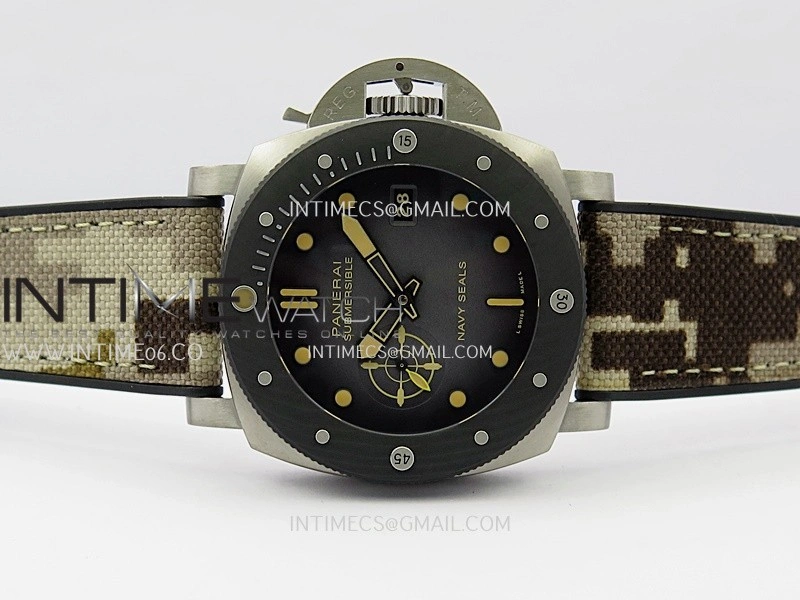 PAM1669 Carbotech 47mm VSF 1:1 Best Edition Ombre Black Dial Blue Markers On Camouflage Strap P.900 Clone